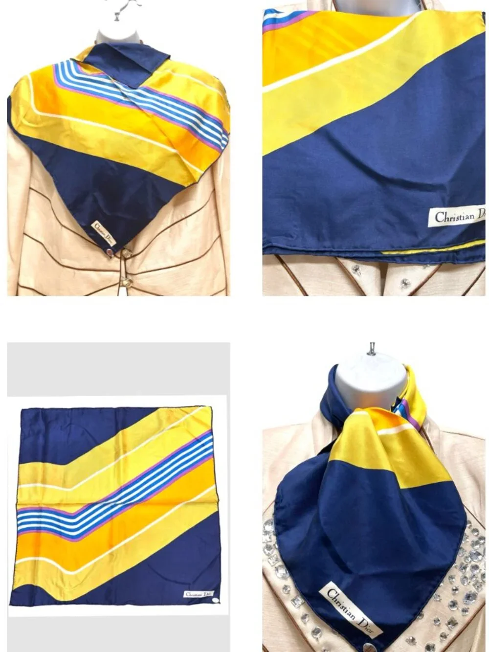 New-Christian Dior Neck-kerchief silk Satin 20